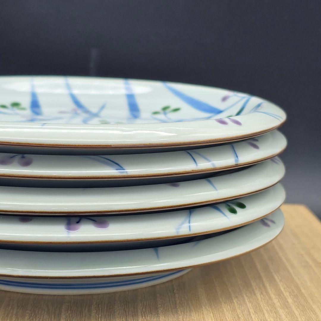 有田焼 源右衛門窯 染錦秋草絵 銘々皿5客揃