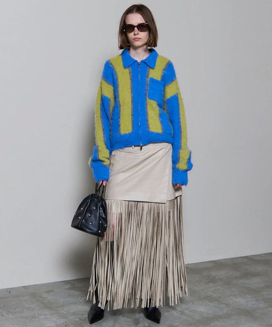 トップス Soutien Collar Stripe Zip Knit Cardigan