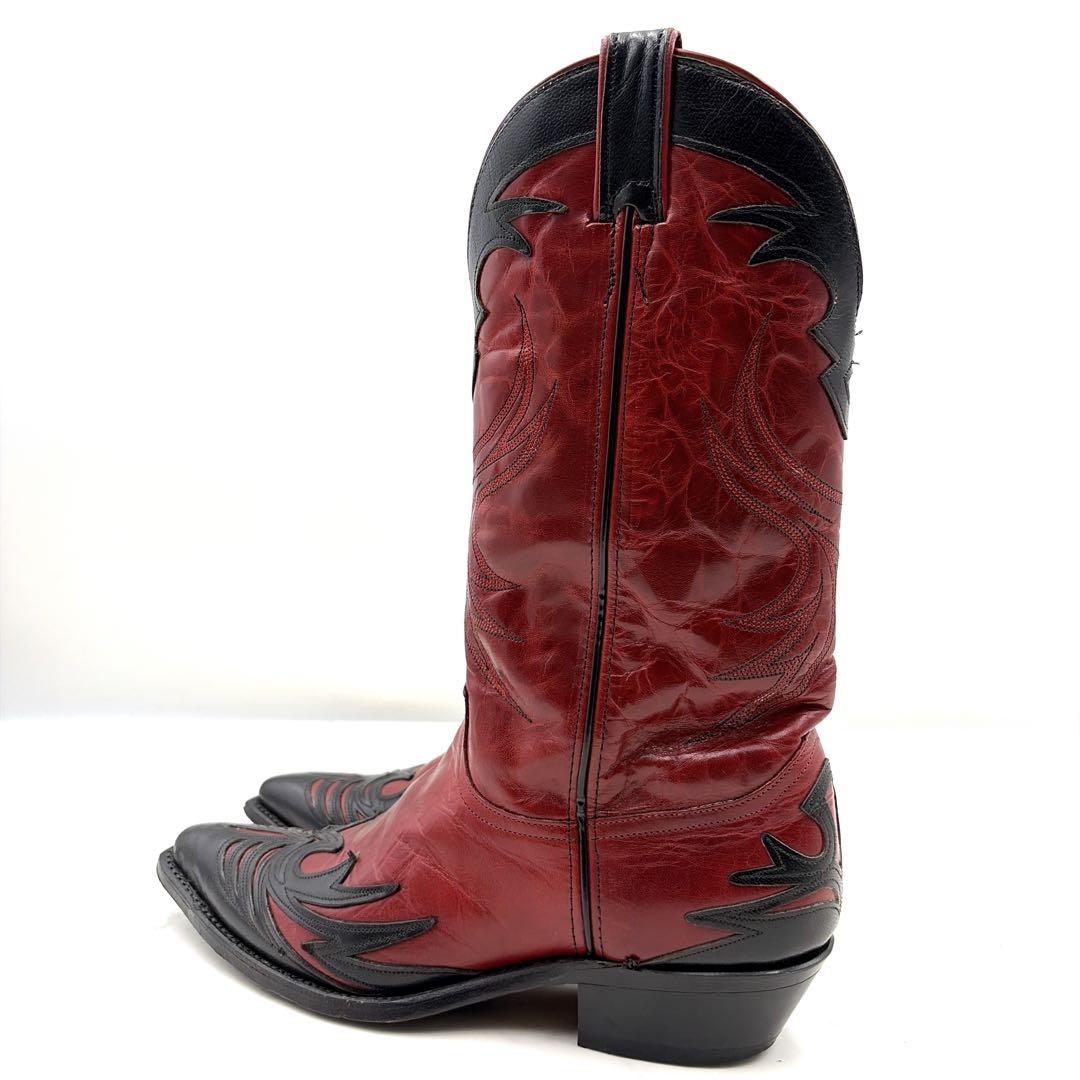 希少 USA製 コードウエスト ウエスタンブーツ 8.5 黒 赤 本革 26.5
