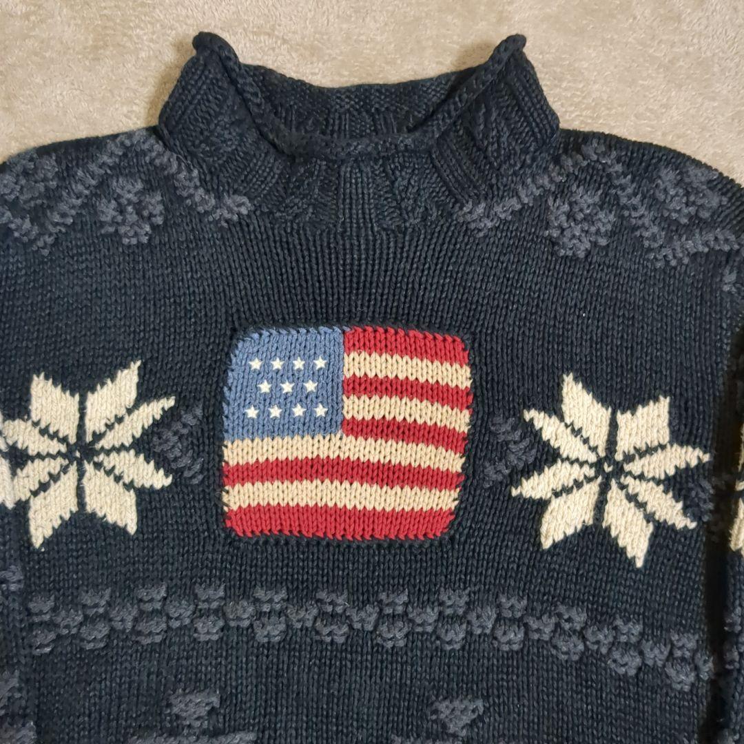 K*2様 90年代 ポロラルフローレン　ポロスポーツ　ブラック　星条旗ニット　黒