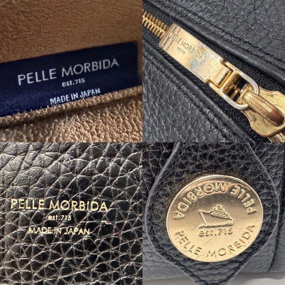 ペッレモルビダ ヴェーラ 2way ショルダーバッグ レザー シボ革 ロゴ 黒