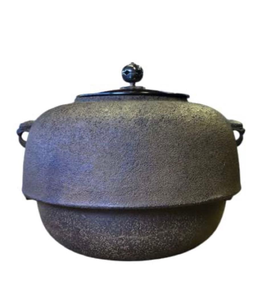 釜師　木村一無作　銀摘　共箱『唐銅鬼面風炉』茶道具/鉄瓶　古道具