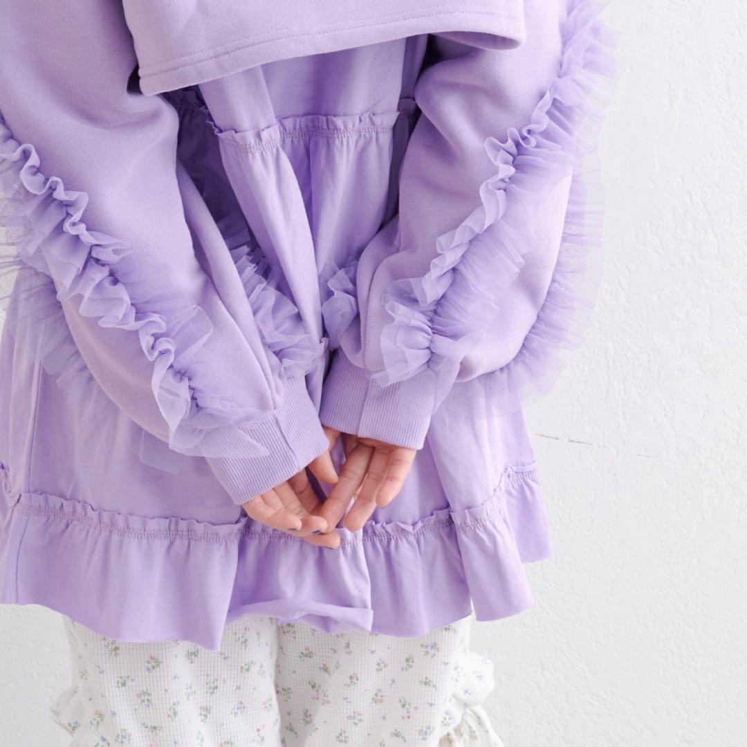 チュールスリーブスウェットワンピース