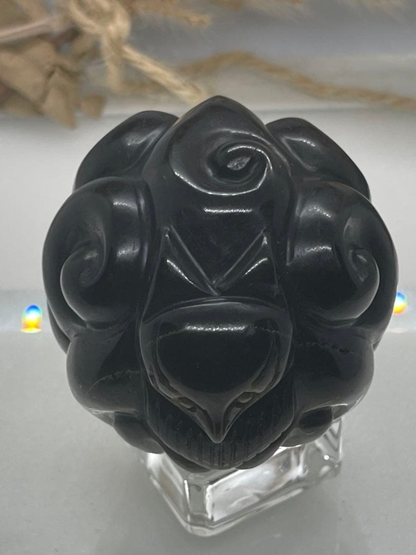 MH様10【1855】九尾彫りスフィア ゴールデンオブシディアン