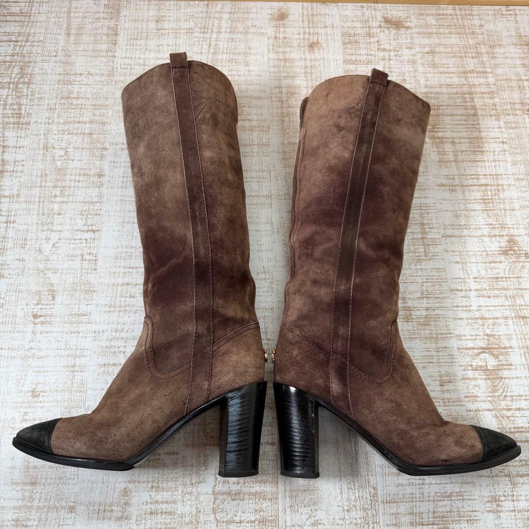 CHANEL シャネル スウェード　ロングブーツ ココマーク 39C