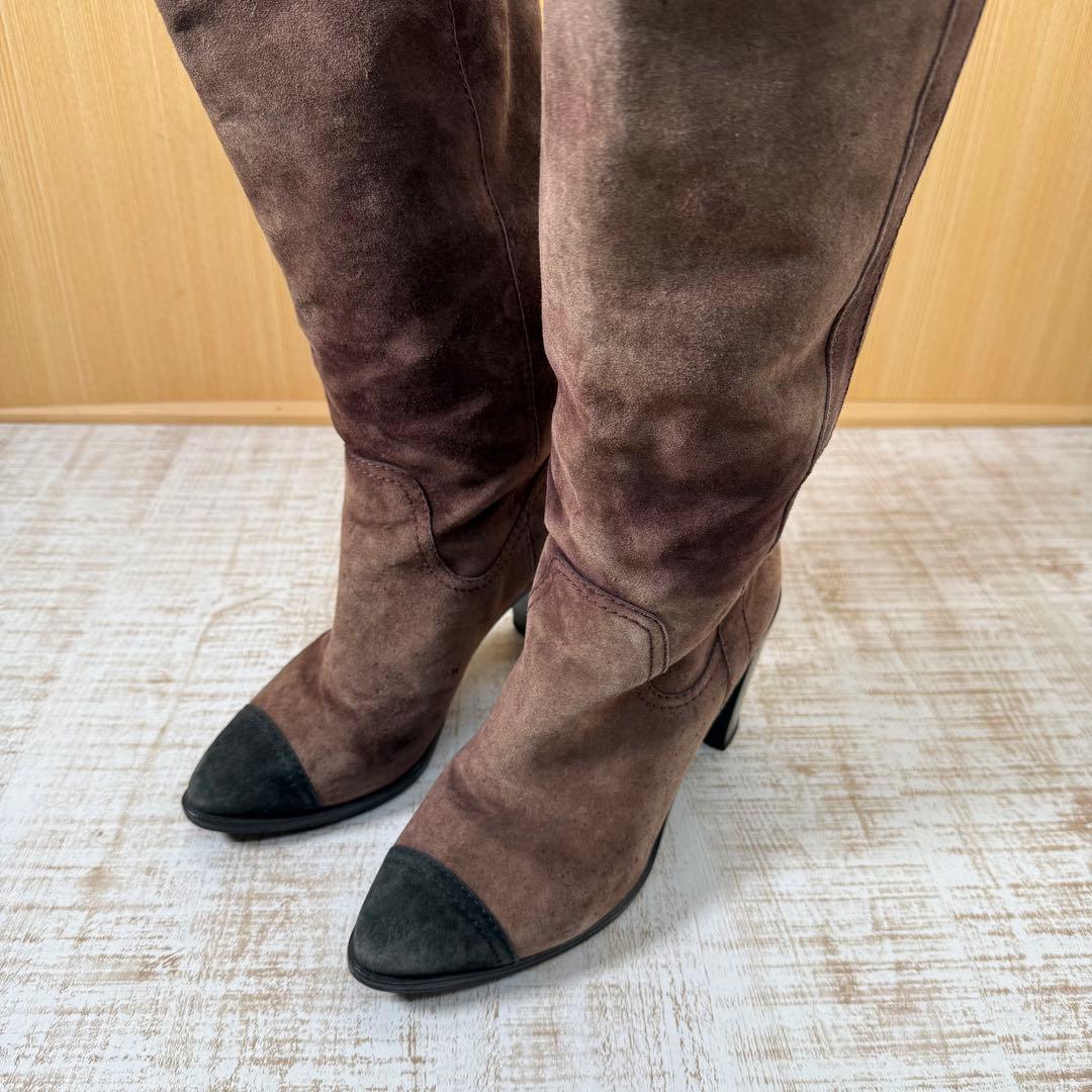 CHANEL シャネル スウェード　ロングブーツ ココマーク 39C