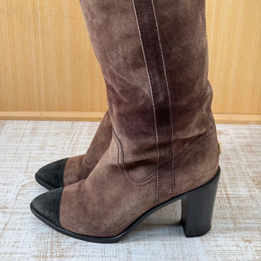 CHANEL シャネル スウェード　ロングブーツ ココマーク 39C