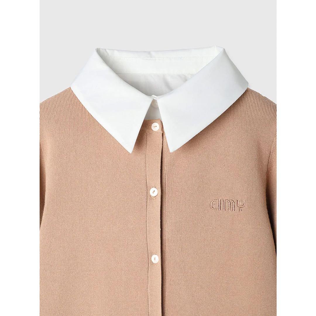 eimy istoire EIMYロゴバイカラーニットカーディガン ベージュ