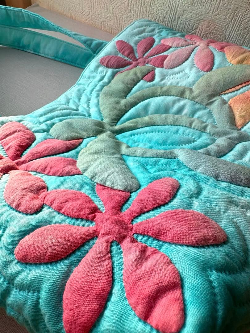 ハワイアンキルト　ハンドメイド　トートバッグ