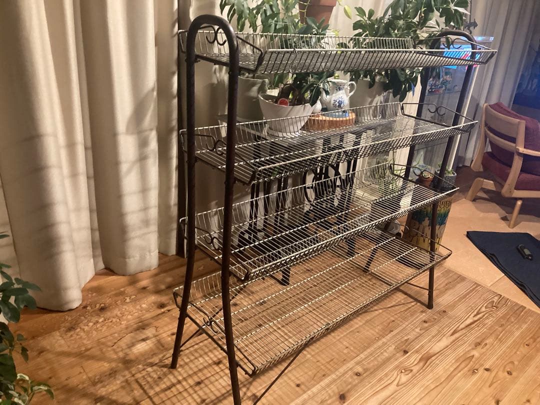 昭和レトロ　大型ワイヤーラック4段仕様　ジャンクガーデニング　シャビーラック13