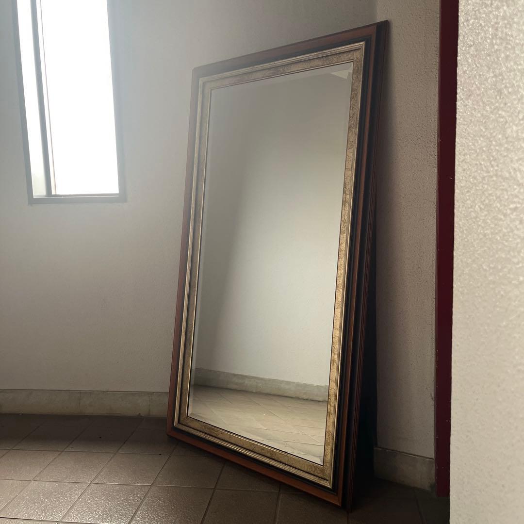 イタリア製　アンティーク　壁掛けウォームミラー　姿見　大型鏡