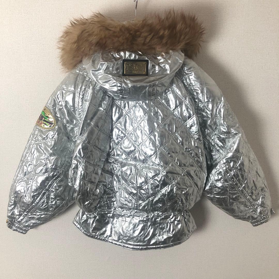 ellesse エレッセ ファー付き ヴィンテージ スキーウェア シルバー M