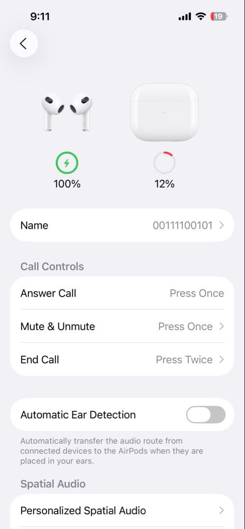 Apple AirPods3 本体 + Lightning充電ケース
