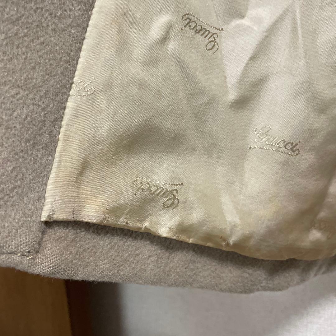 【GUCCI】フード付き ウールカシミヤ混コート ベージュ 42