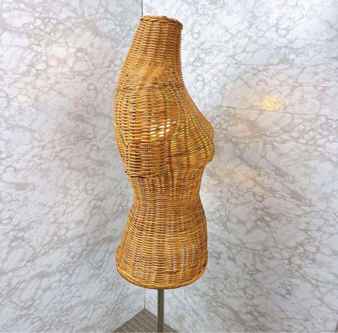 ラタン 藤 トルソー アパレル 電飾付き レトロ マネキン 店舗什器 店舗家具