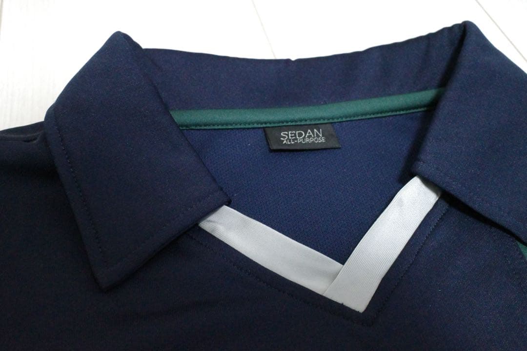 SEDAN ネイビー/グリーン 長袖シャツ