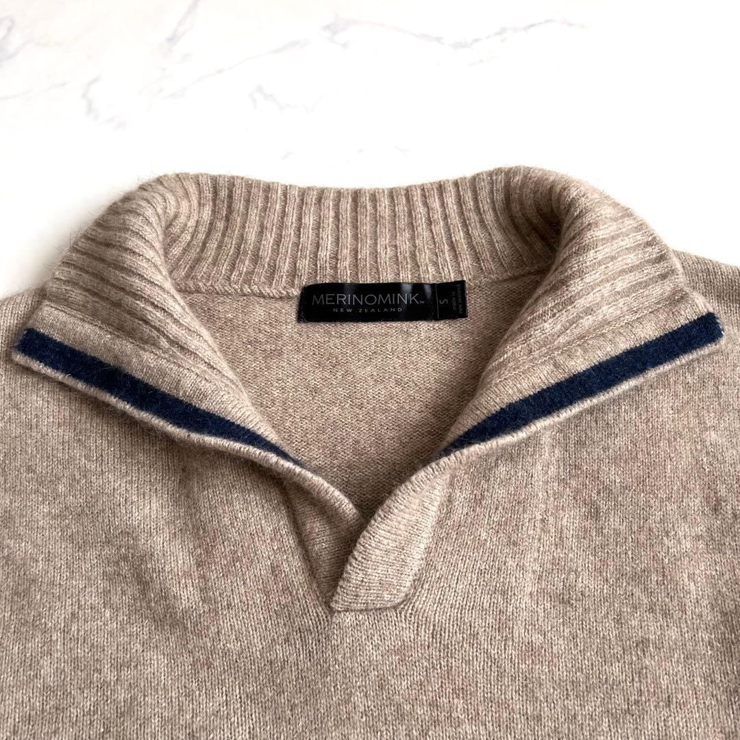 【美品】MERINO MINK スキッパー ニット メリノウール ポッサムファー