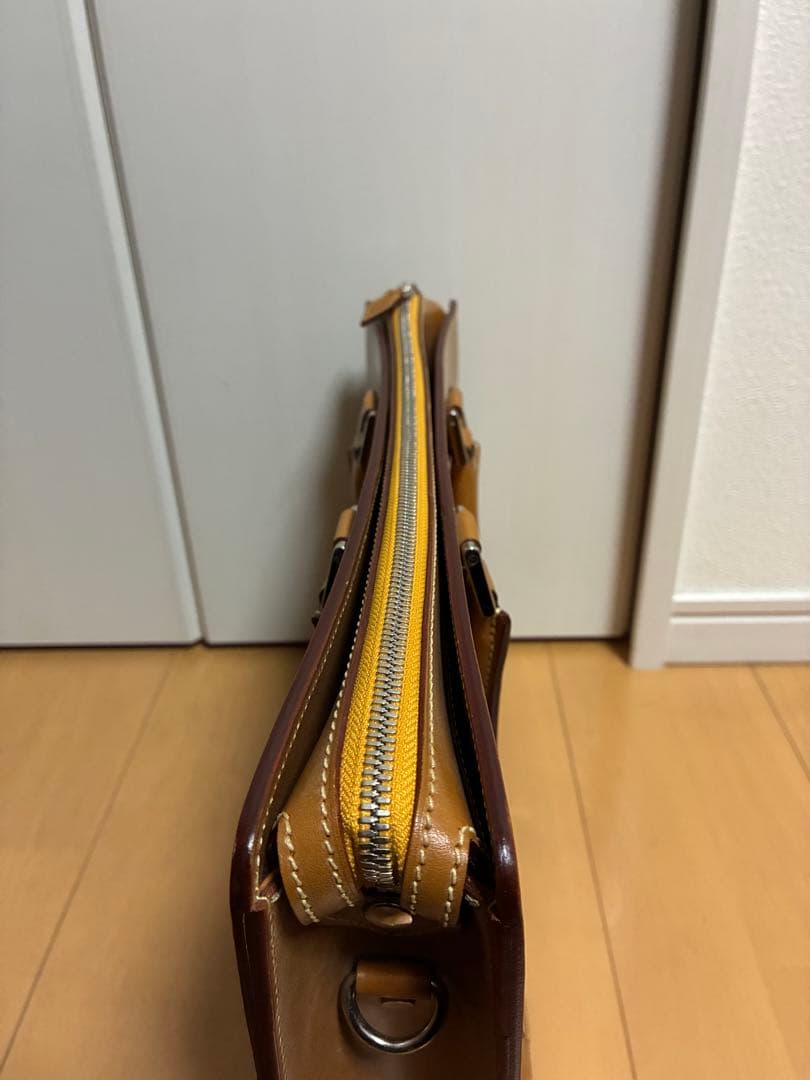 美品　万双　天ファスナー　キャメル　ビジネスバッグ