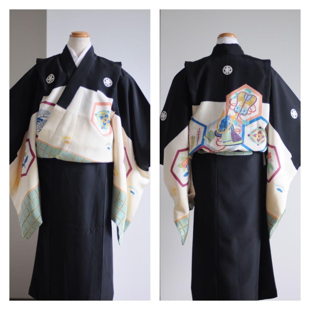 専用 七五三 男の子 ハーフ成人式 正絹 着物 5歳 7歳 10歳 アンティーク