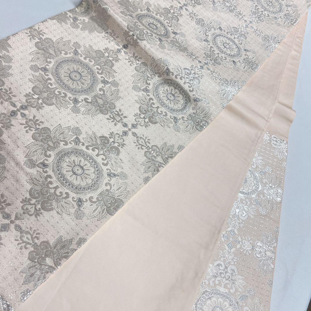 袋帯　華紋　花模様　七宝　銀糸　着物　011tz