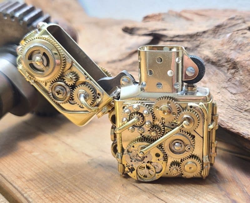 希少 ZIPPO ジッポ ギアモチーフ ハンドメイド 珍品 ジッポ 箱付き