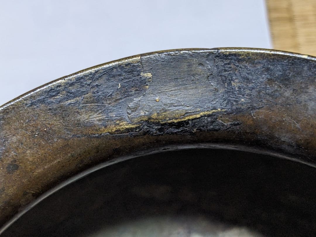 ♦江戸時代後！希少 レア物 唐金 打出し 山水図 建水 香炉 骨董品