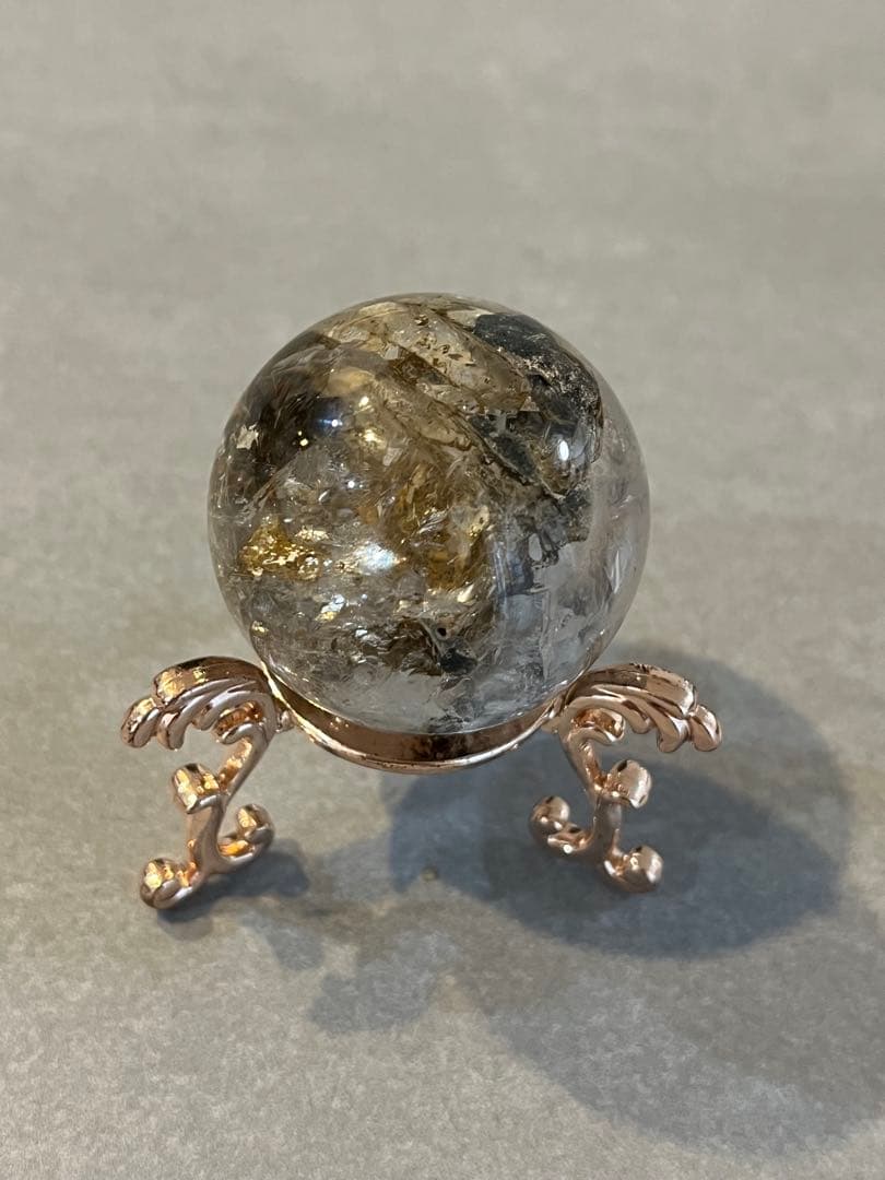 エレスチャルクォーツ　骸骨水晶　スフィア　3.7cm