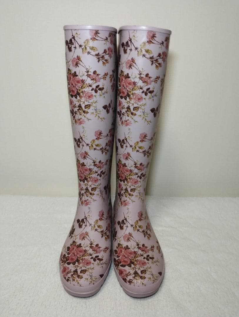 希少 ピンクハウス ピンク バラプリント レインブーツ 長靴 ブーツ 総柄