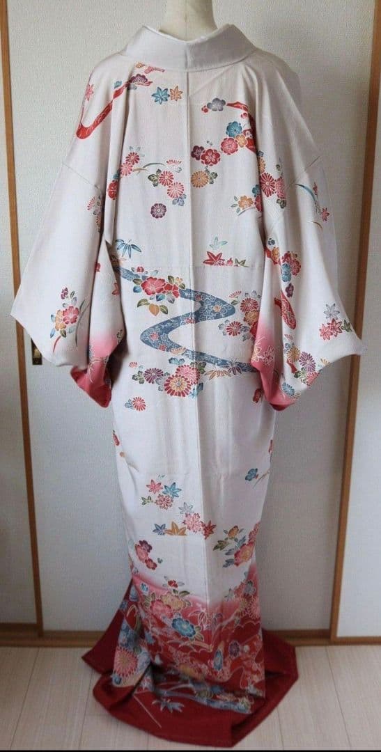 ちりめん地 紅型染め訪問着単品