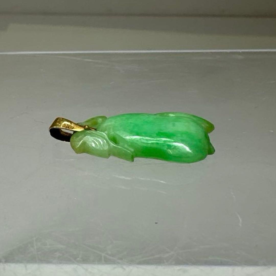 K18刻印　本翡翠　ネックレストップ　タサチ　東さ7-0420☆2F