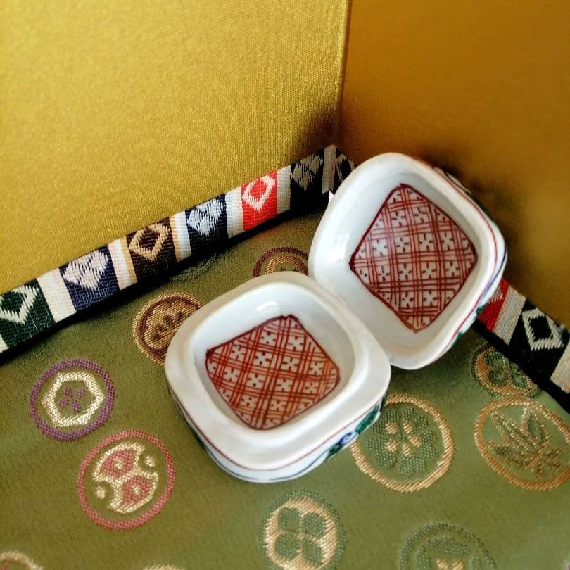 九谷焼　加州山代窯　九谷美陶園　茶道具　香合　骨董　古美術　　古九谷　手描き