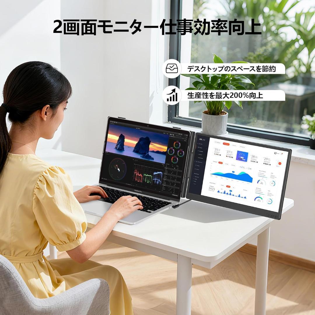 デュアルモニター 14インチ IPS ポータブルノートPC デュアルディスプレイ