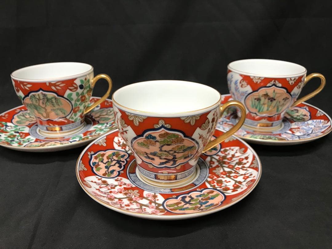 値下！【美品】古賀秀行　金彩伊万里　花伝十二ヶ月　C&S 12P