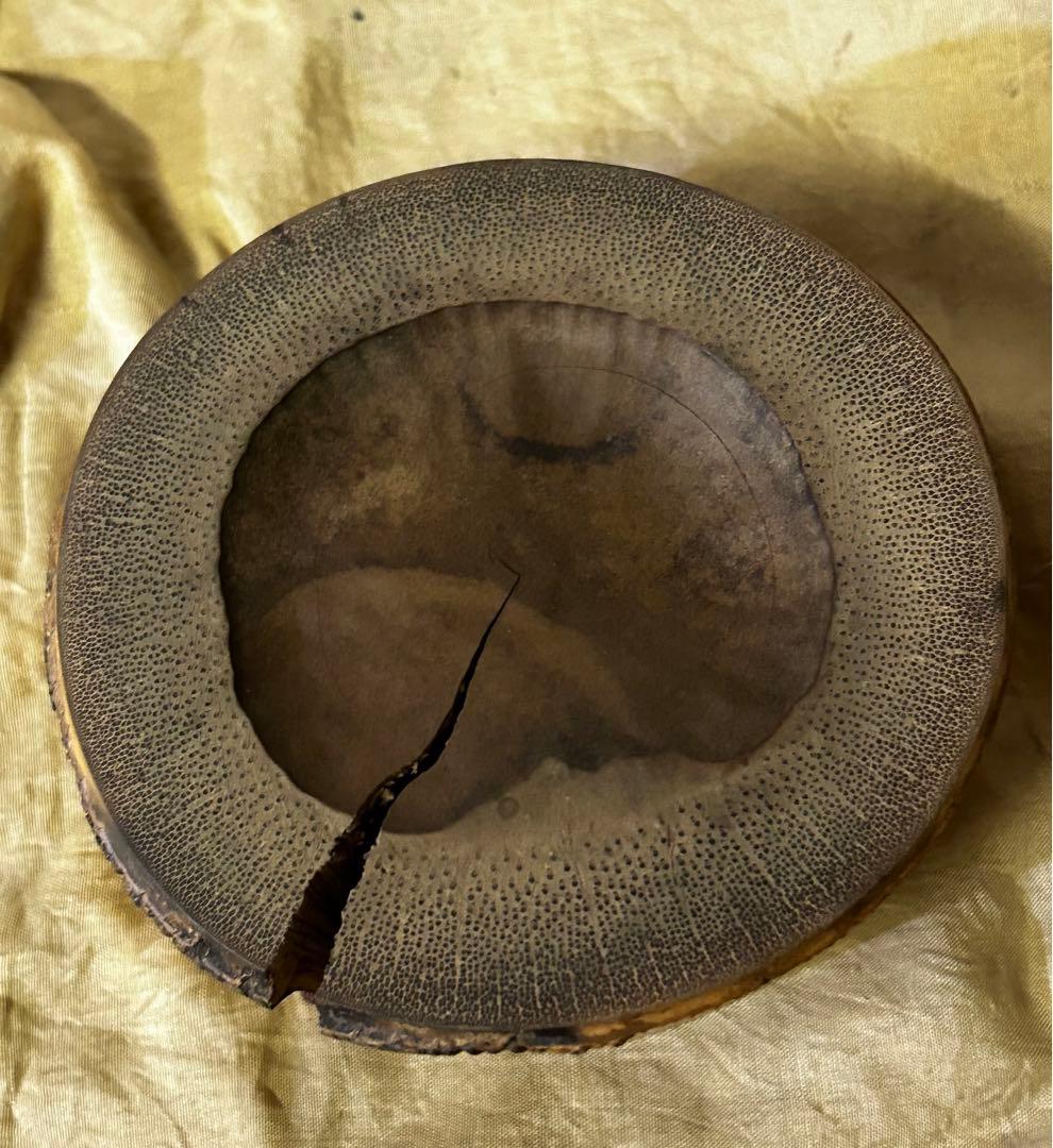 処分　松尾流五代目　松尾 不俊斎在判 竹大蓋置 茶道具