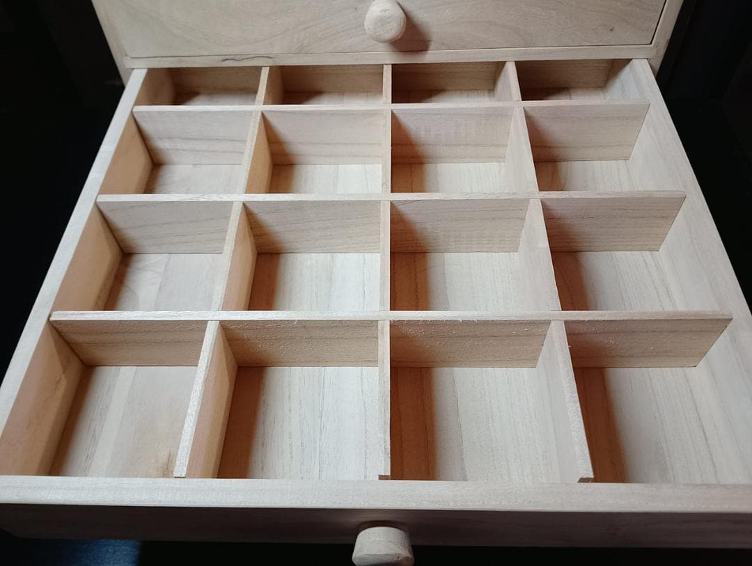 総桐 無垢 木製 小引き出し 5段 仕切り付き ナチュラル 収納箱 桐箱