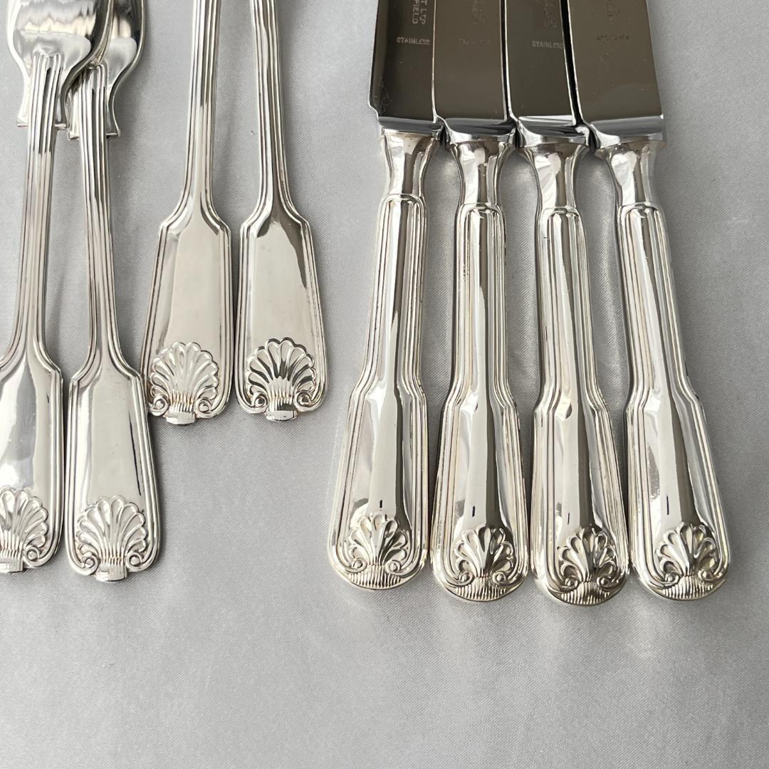 【英国】シェルのデザートセット 4名用12本組 A1プレート