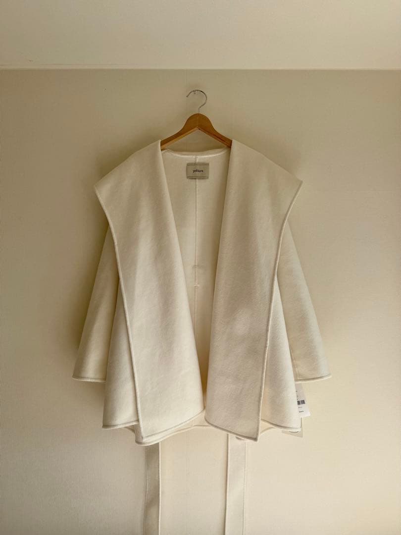 ☆新品タグ付き☆ polaura ショールカラーウールミドルコート オフホワイト