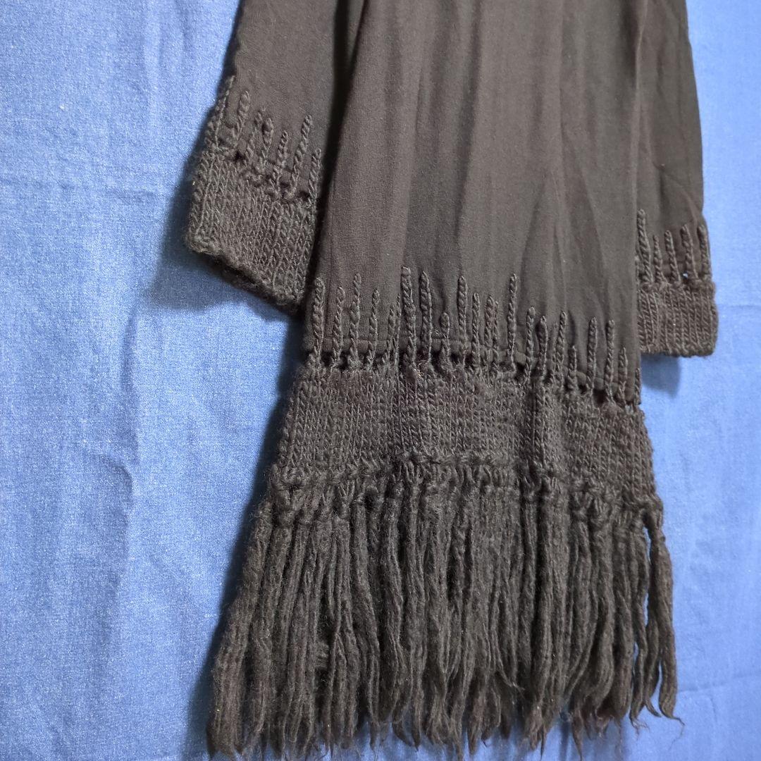 ジャンポールゴルチエ FEMME ブラック ニットワンピース ウール フリンジ