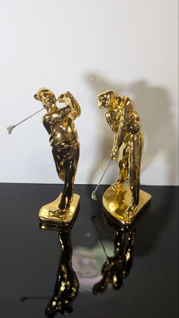 ゴルフ ゴルファー フィギュア 置物 ゴールド アンティーク 彫刻