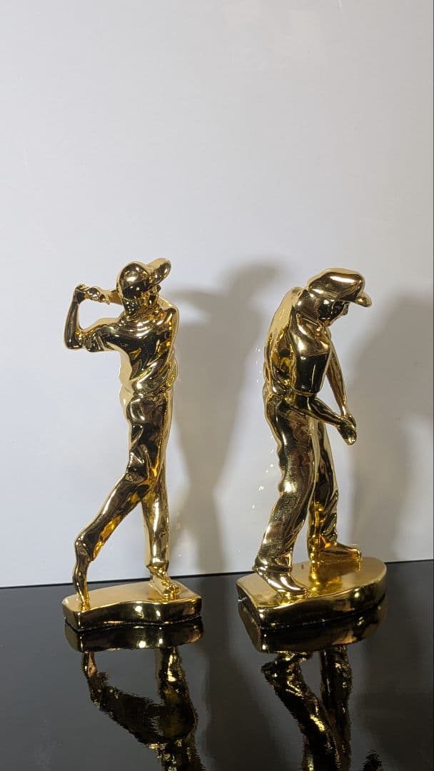 ゴルフ ゴルファー フィギュア 置物 ゴールド アンティーク 彫刻