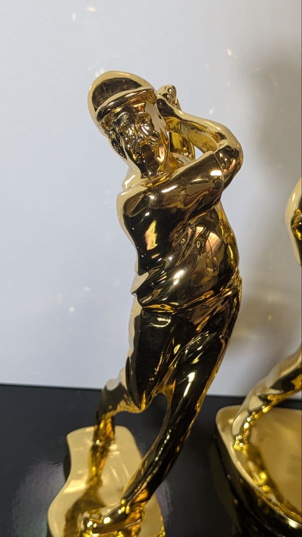 ゴルフ ゴルファー フィギュア 置物 ゴールド アンティーク 彫刻