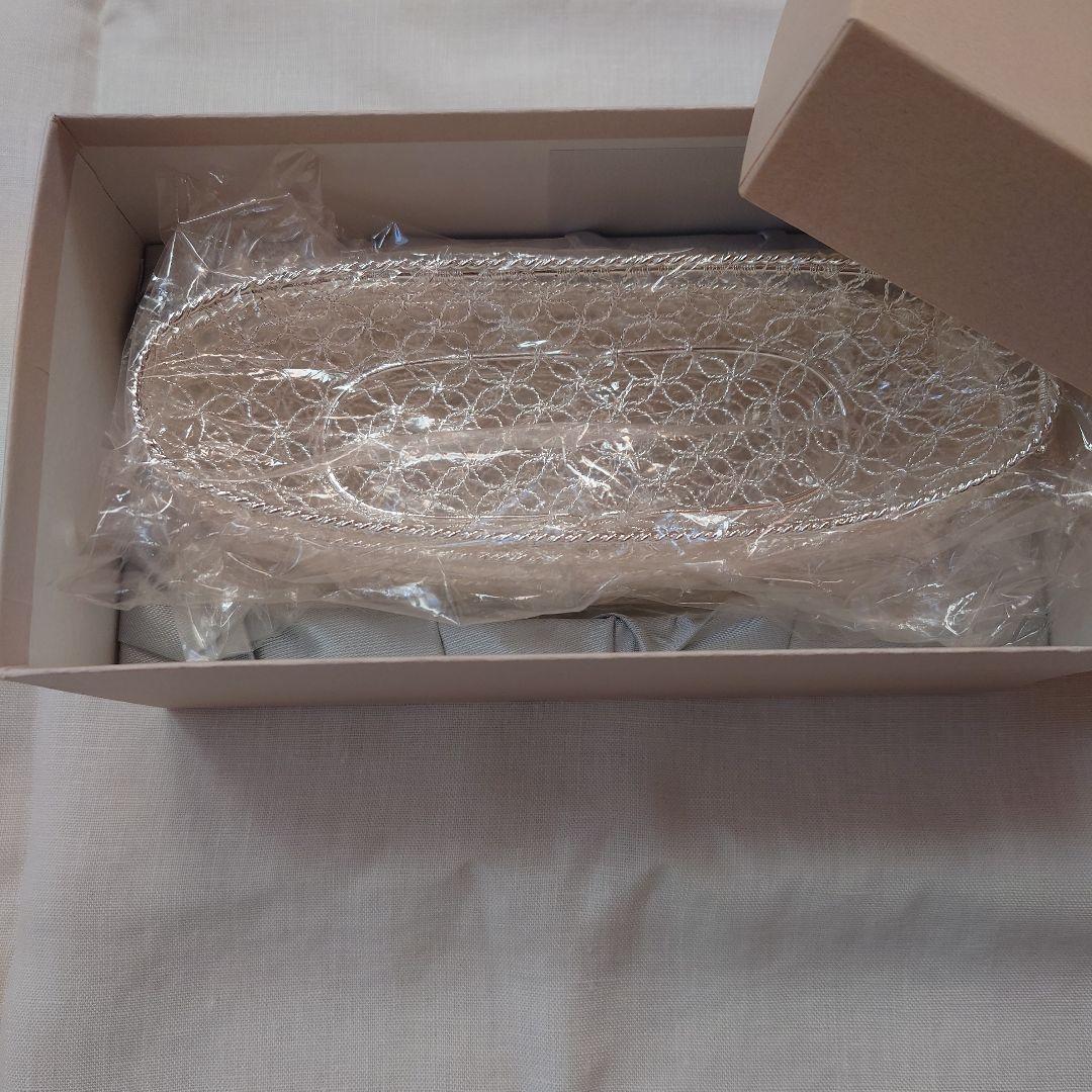 【サボテン】銀座和光 WAKO 網目模様銀仕上げおしぼりトレイ 5個セット