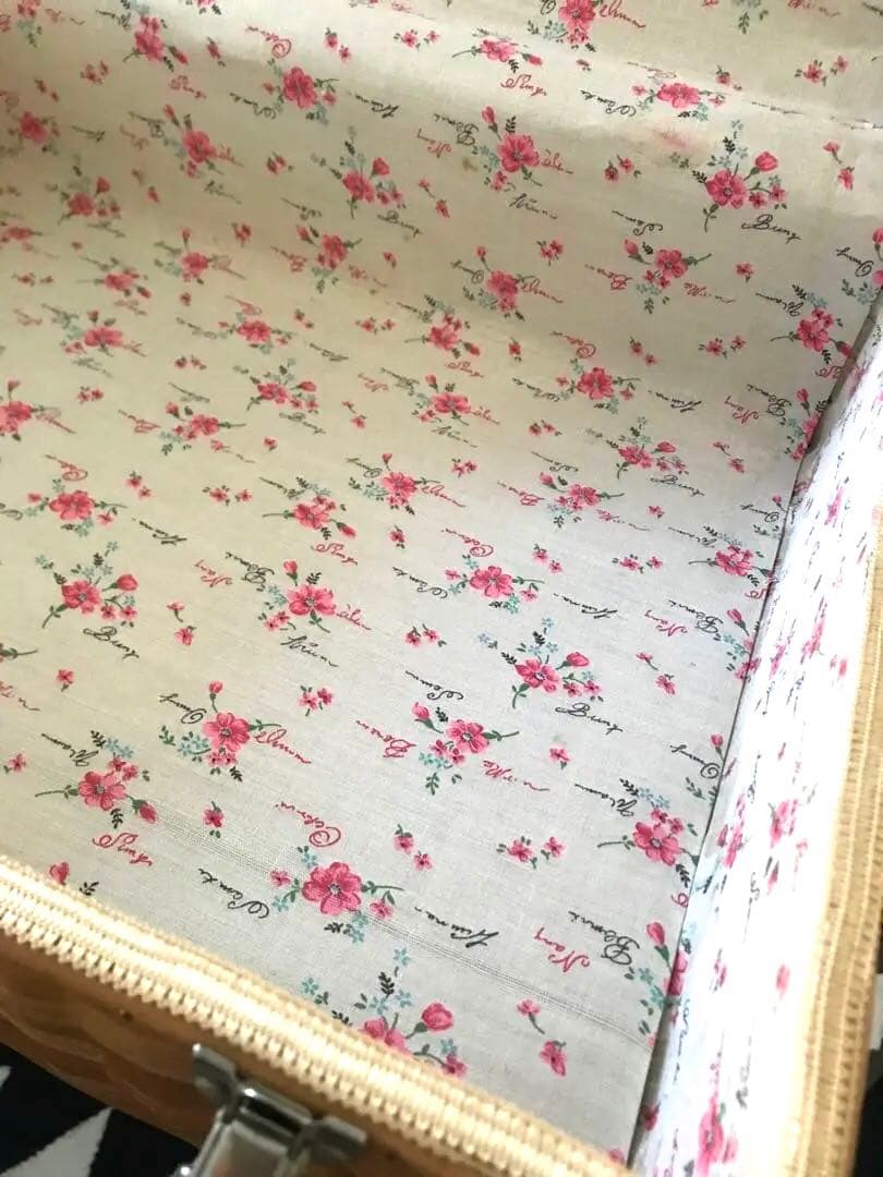 【アンティーク 】籐籠　ピクニックバスケット　内布付き