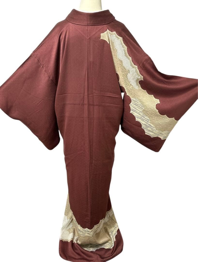 A160愛華 着物 訪問着　絞り　金彩　正絹　　フォーマル　身丈163cm