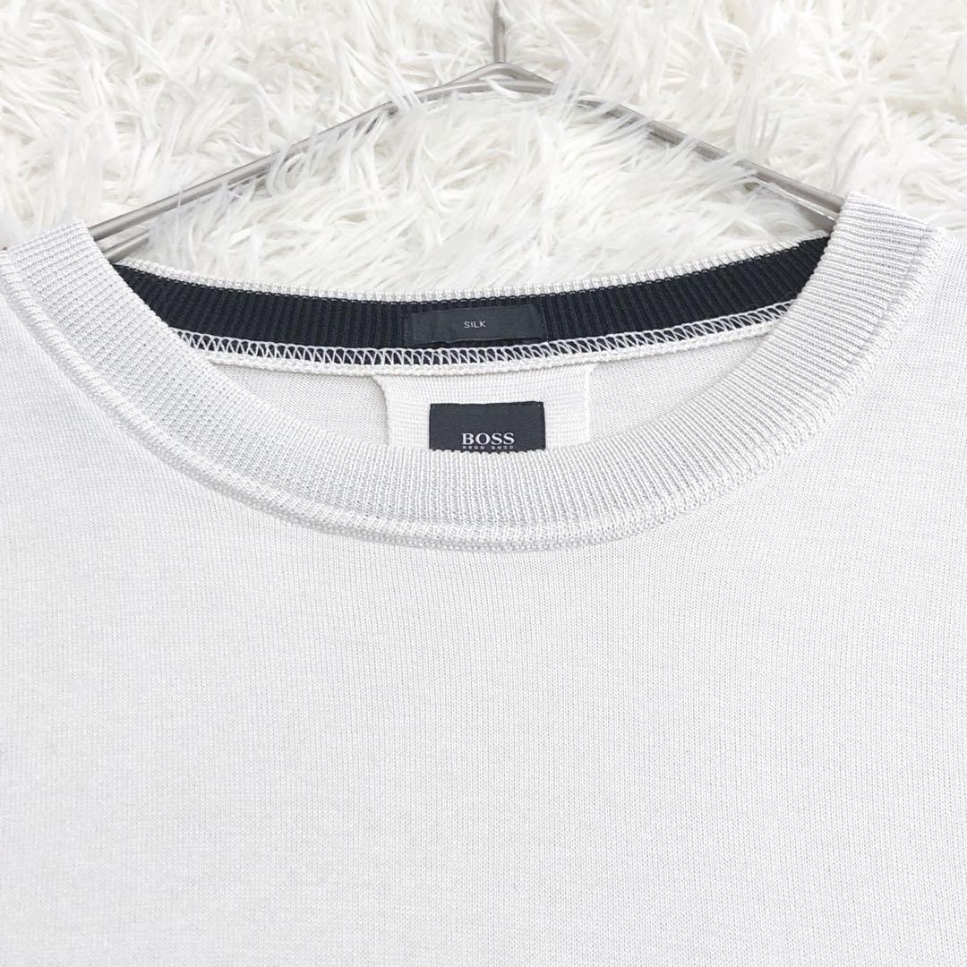 【最高級シルク100%】ヒューゴボス テーラード ニット セーター バイカラーL