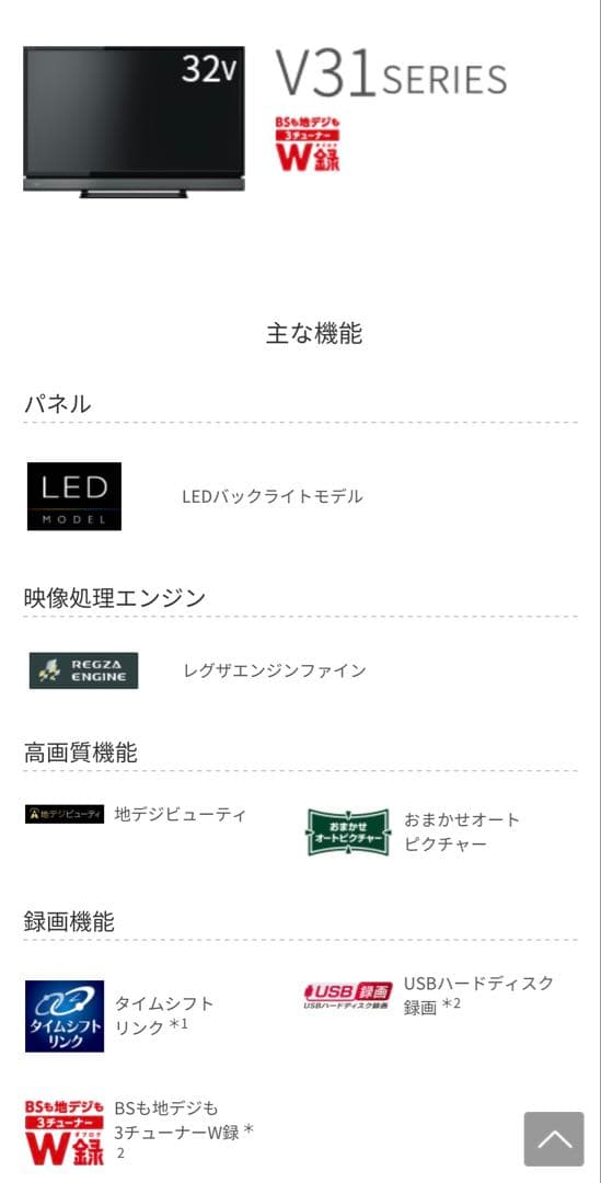 東芝 REGZA 32型 液晶テレビ 32V31