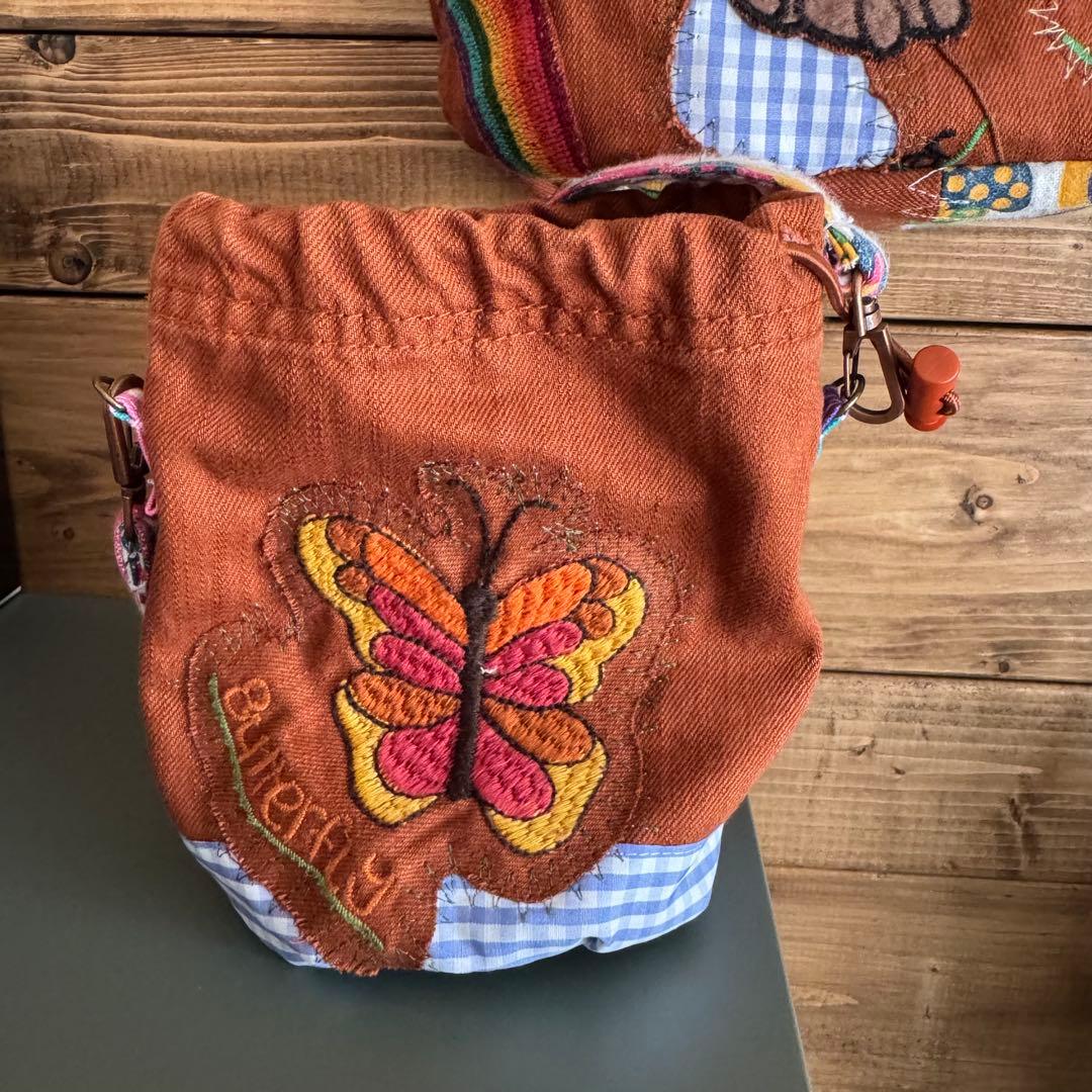 ハンドメイド デニムリメイク バッグ くまさん 楕円底 2way 55