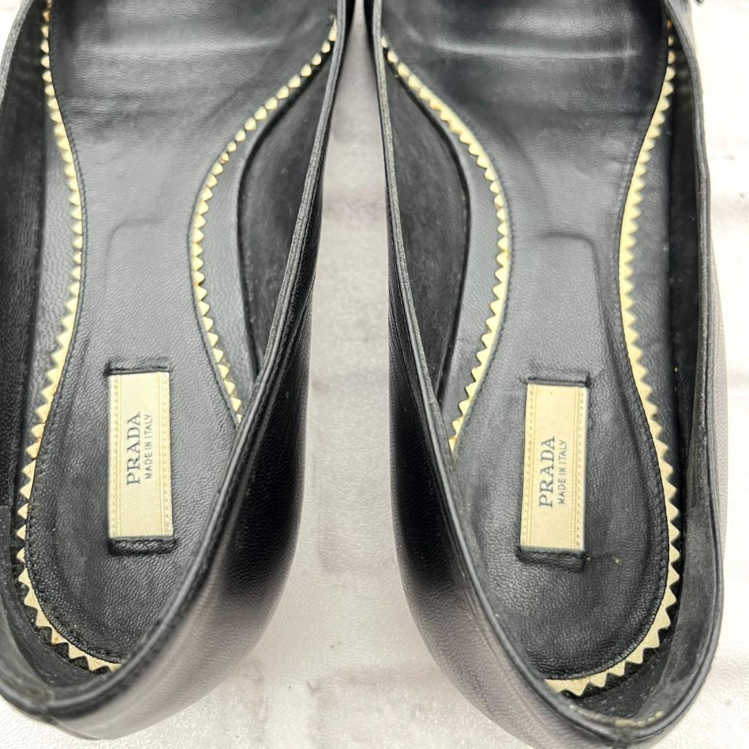 PRADA プラダ フラットシューズ パンプス ポインテッドトゥ 黒 23.5㎝