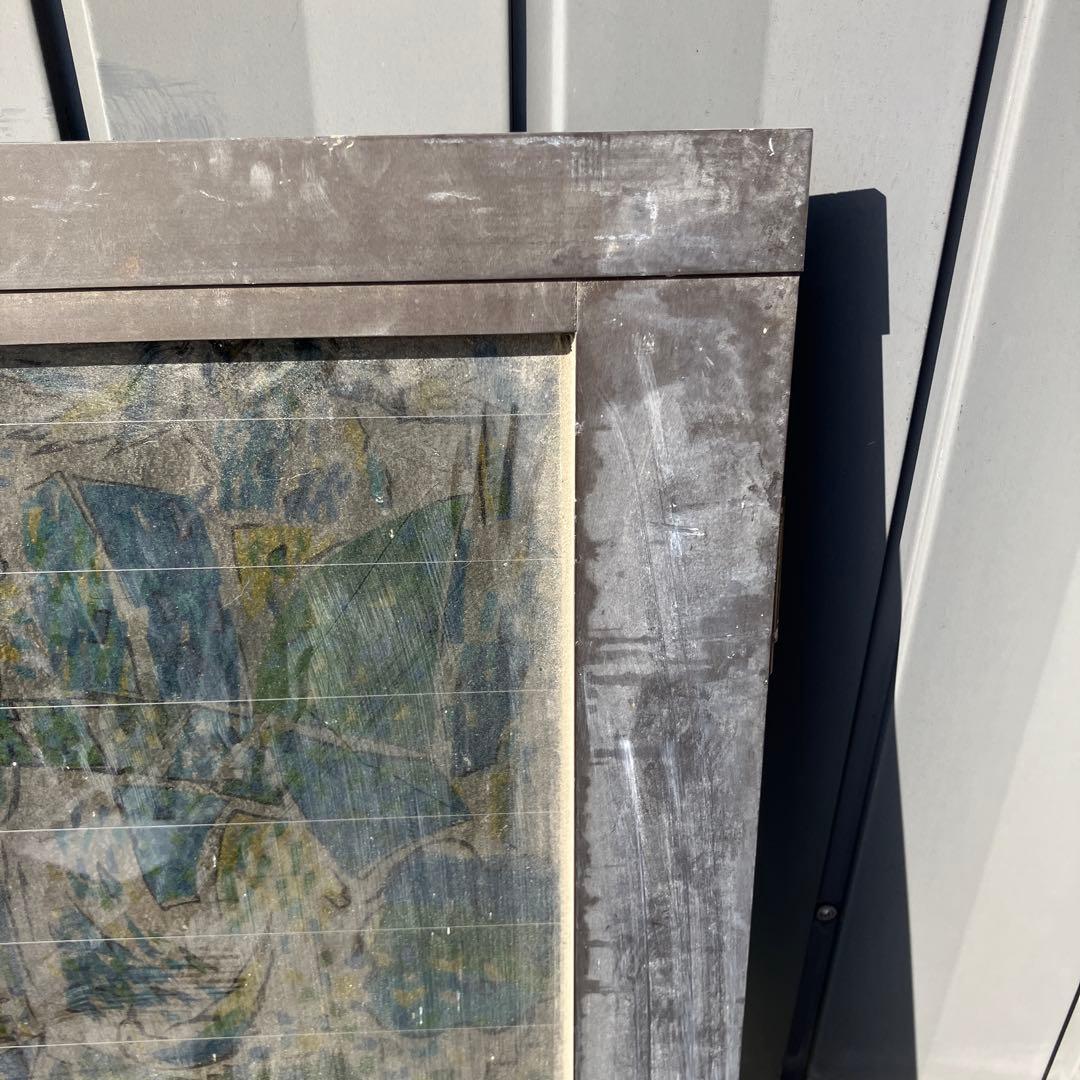 A-5 ②昭和レトロ ステンドグラス サッシ 窓枠付き ヴィンテージ 建具