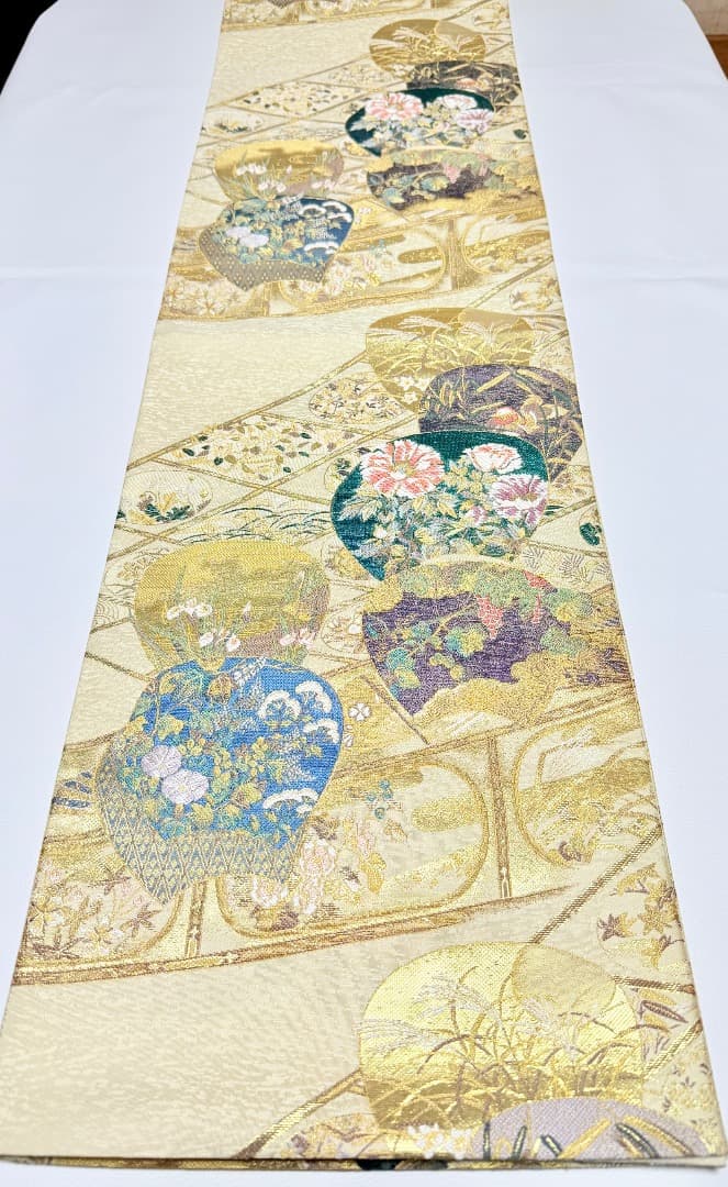 高級 袋帯 正絹 六通柄 美しいキモノ掲載品 ゴールド 訪問着 留袖 色無地